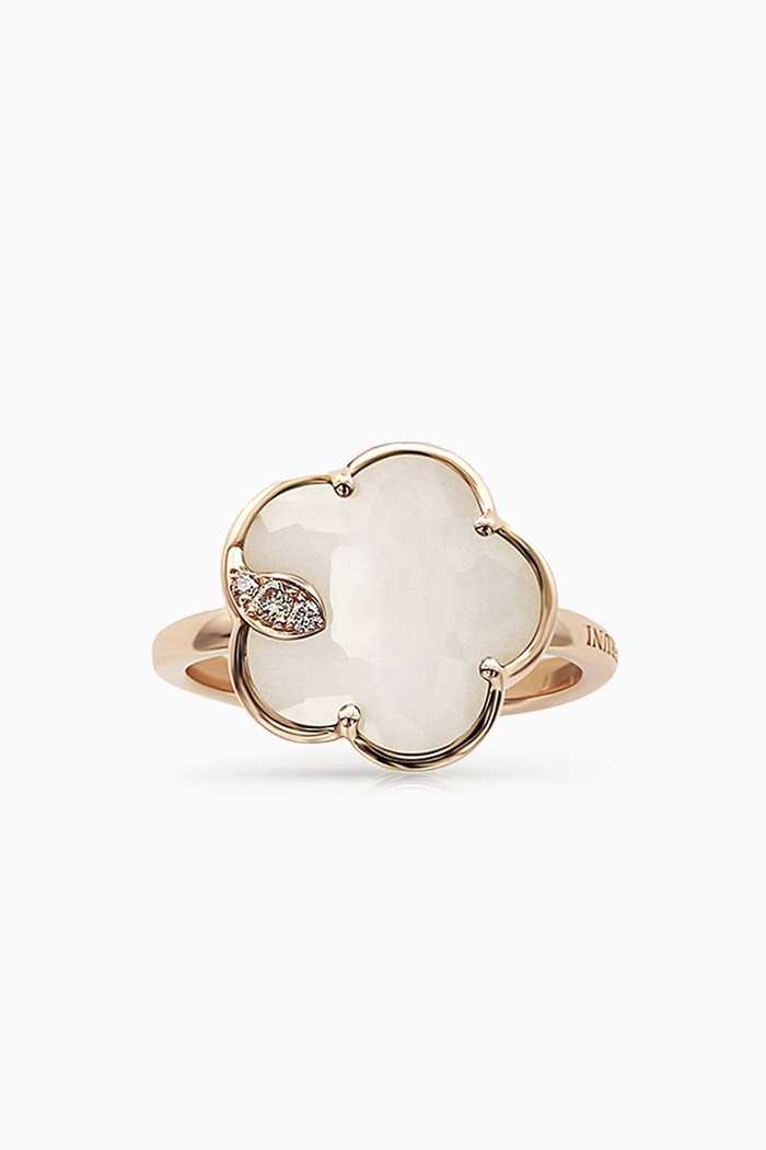 

Petit Joli Diamond Ring with White Agate in 18kt Rose Gold