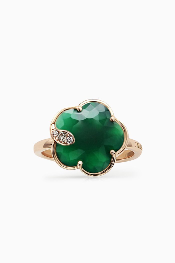 

Petit Joli Diamond Ring with Green Agate in 18kt Rose Gold