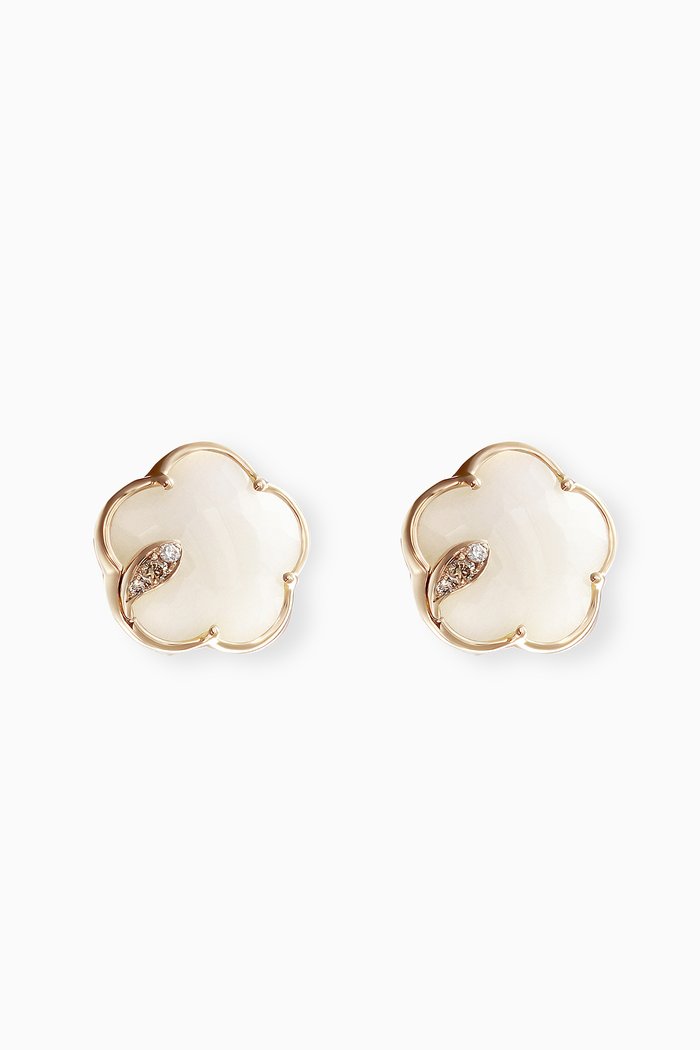 

Petit Joli Diamond Earrings with White Agate in 18kt Rose Gold