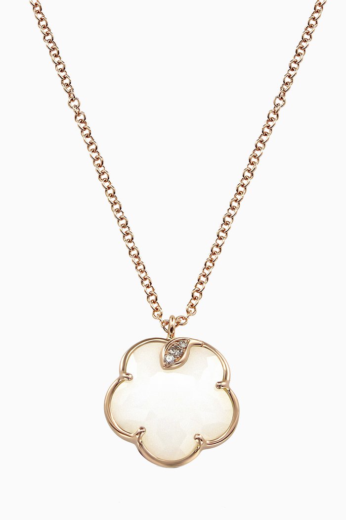 

Petit Joli Diamond Necklace with White Agate in 18kt Rose Gold