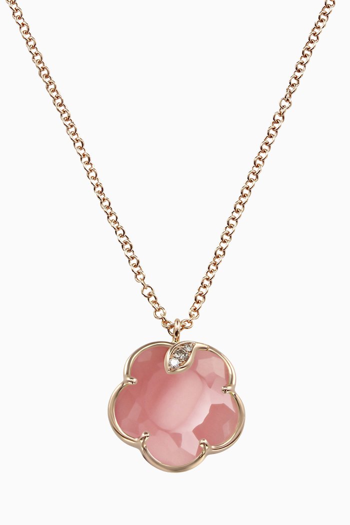 

Petit Joli Diamond Necklace with Pink Chalcedony in 18kt Rose Gold