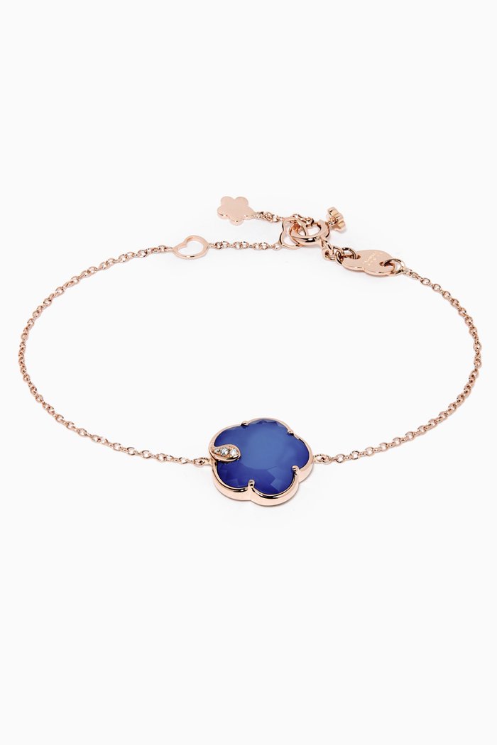 

Petit Joli Diamond Bracelet with White Agate & Lapis Lazuli Doublet in 18kt Rose Gold