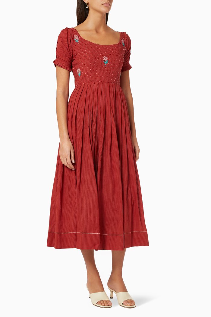 

Knotty Tales Dress in Cotton, Red