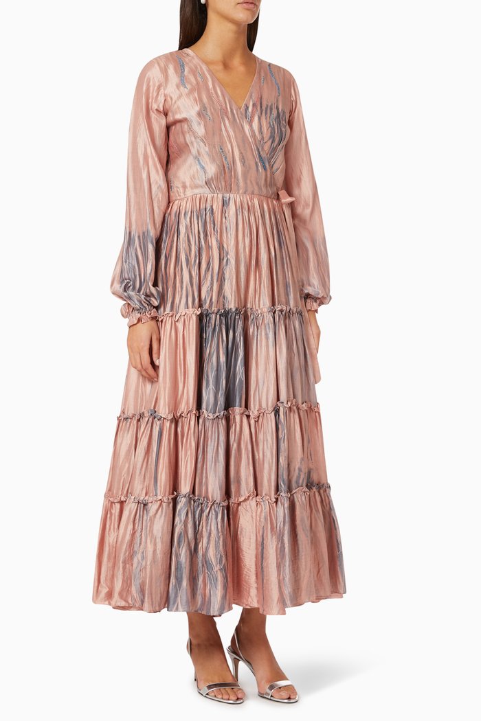

Icy Rust Wrap Dress in Silk, Multicolour