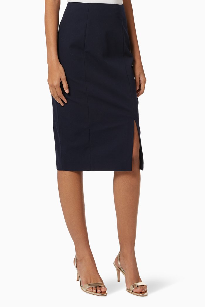 

Ahana Pencil Skirt in Stretch Cotton, Blue