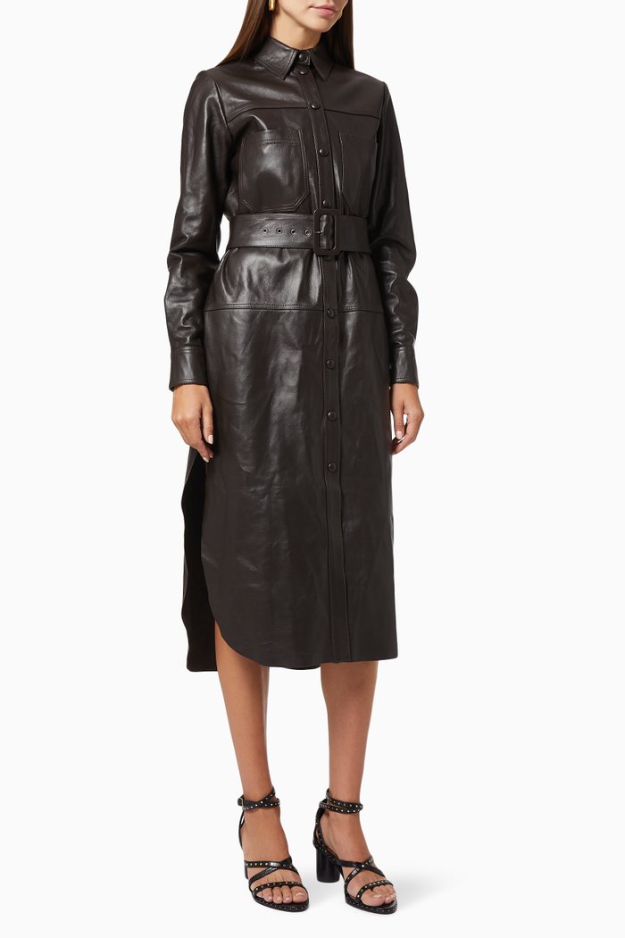 

Bowsiey Dress in Leather, Brown