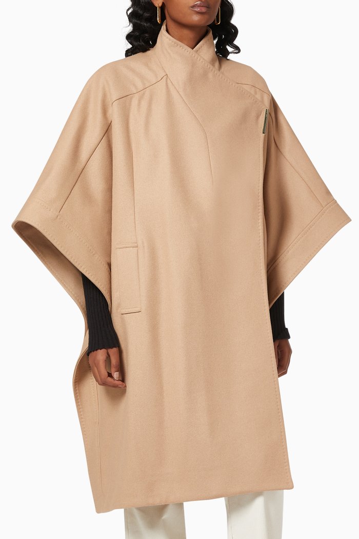 

Gilini Cape Coat in Wool Cashmere Blend, Neutral