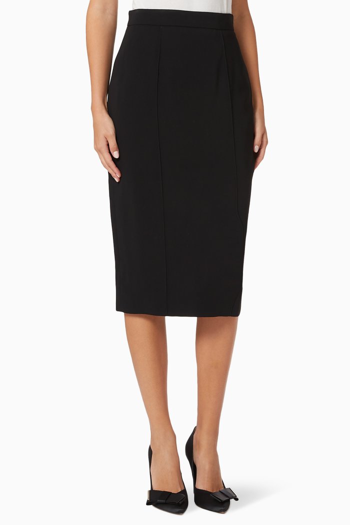Raees Pencil Skirt in Viscose Jersey, Black