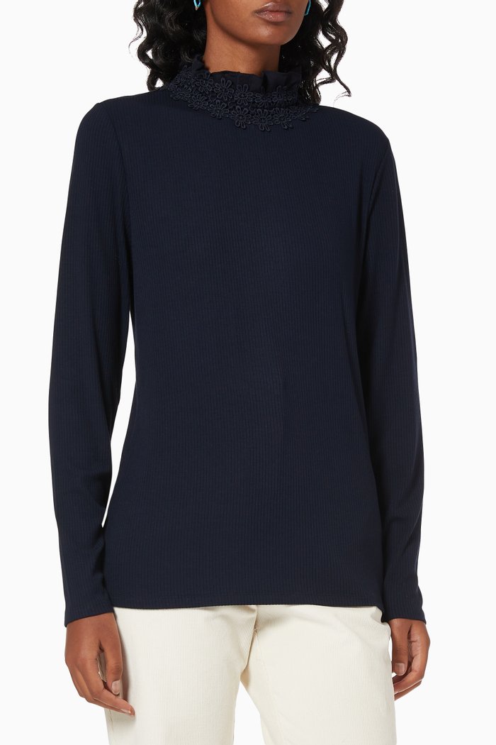 

Wilaart Top in Rib-knit Viscose, Blue