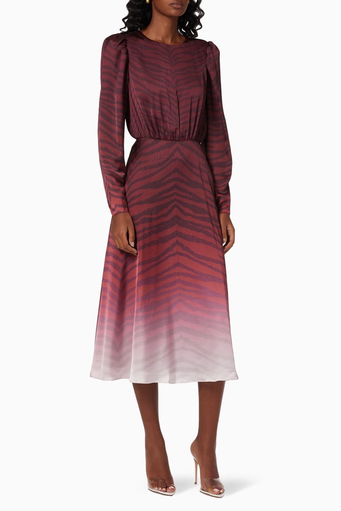 

Banarni Dress in Zebra-print Gradient Fabric, Red