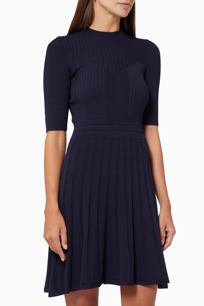 

Olivinn Skater Dress in Viscose Knit, Blue