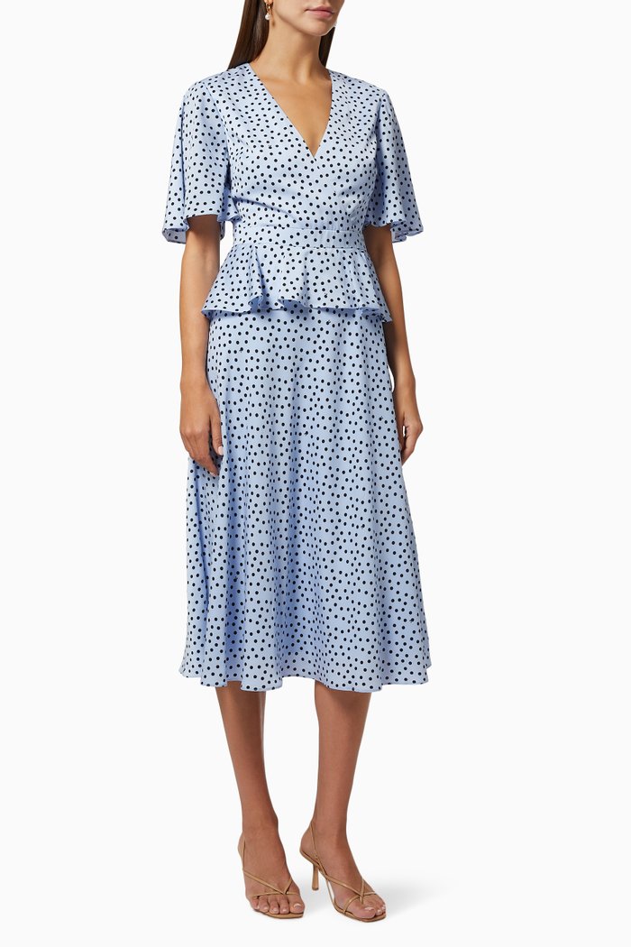 

Mabbel Tea Dress in Polka Dot Chiffon, Blue