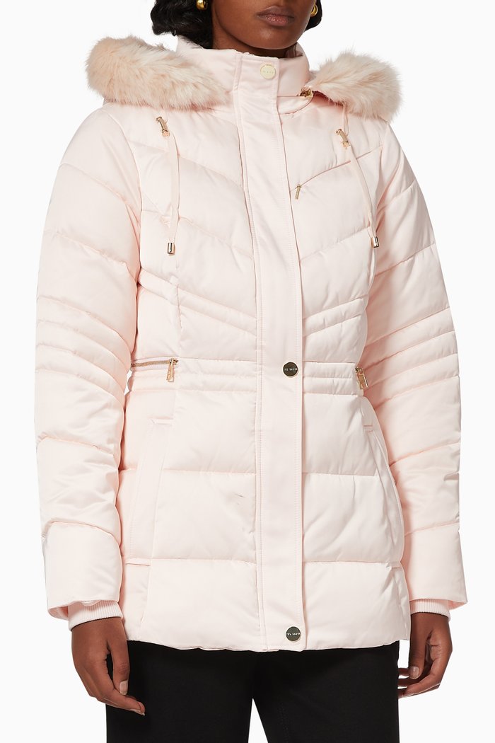Maliiva Puffa Coat in Quilted Nylon, Pink