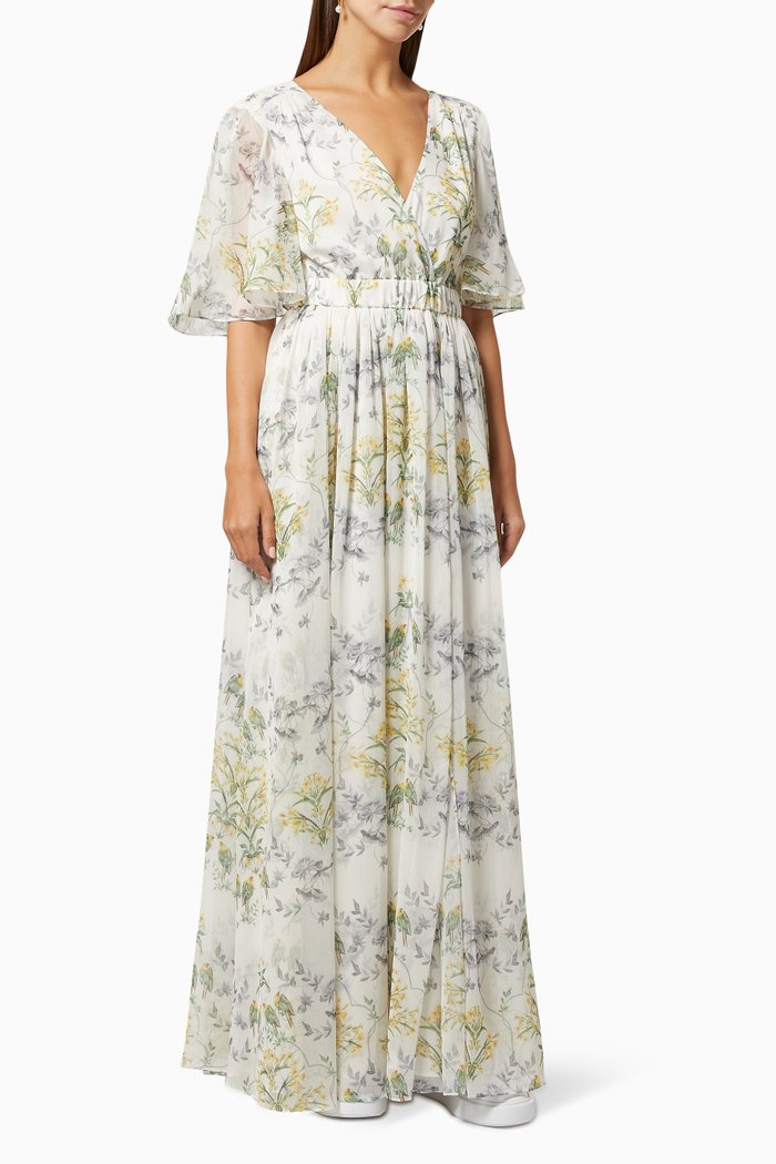 

Bilia Dress in Papyrus-print Chiffon, Neutral