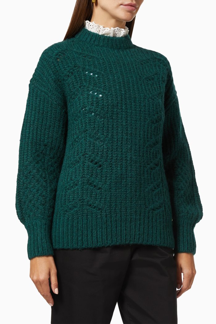 

Molliey Sweater in Wool Blend Knit, Green