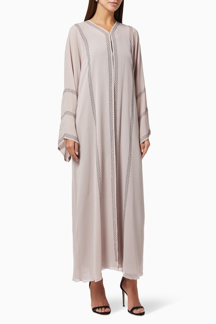 

Abaya with Beaded Embroidery, Green
