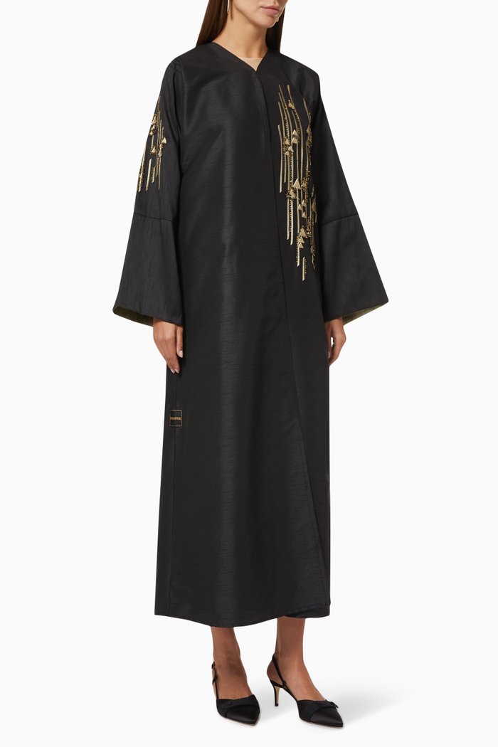 

Abaya with Beaded Embroidery, Black