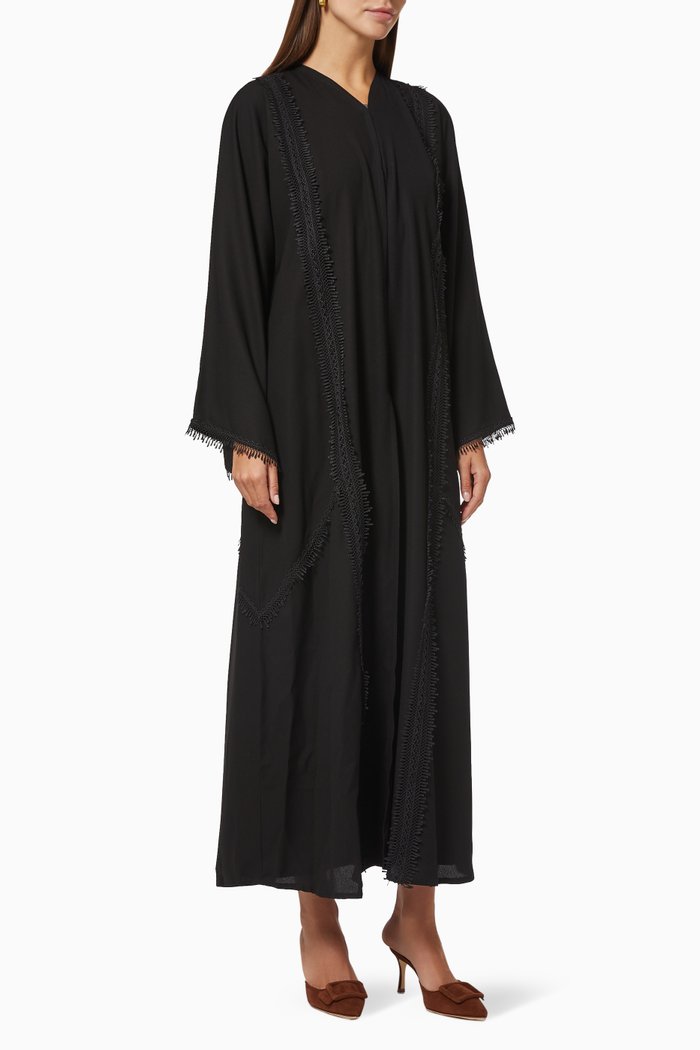 

Abaya with Lace Embroidery, Black