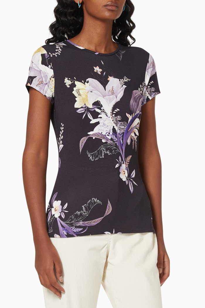 

Dancie T-shirt in Decadence-print Viscose Jersey, Blue