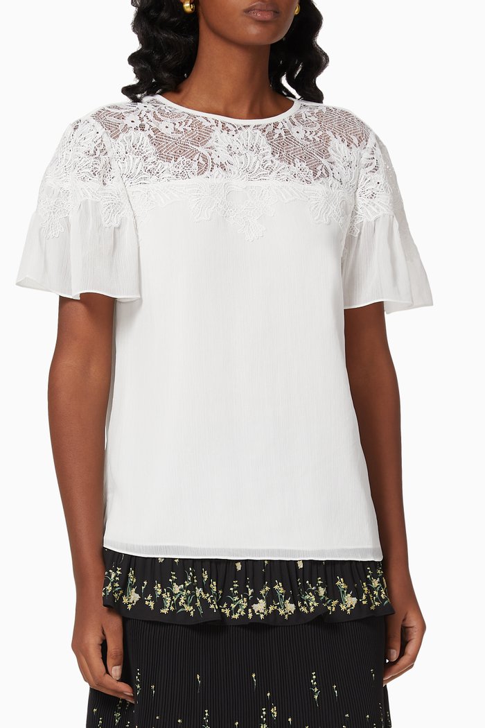 

Lawri Top in Crinkle Chiffon, White
