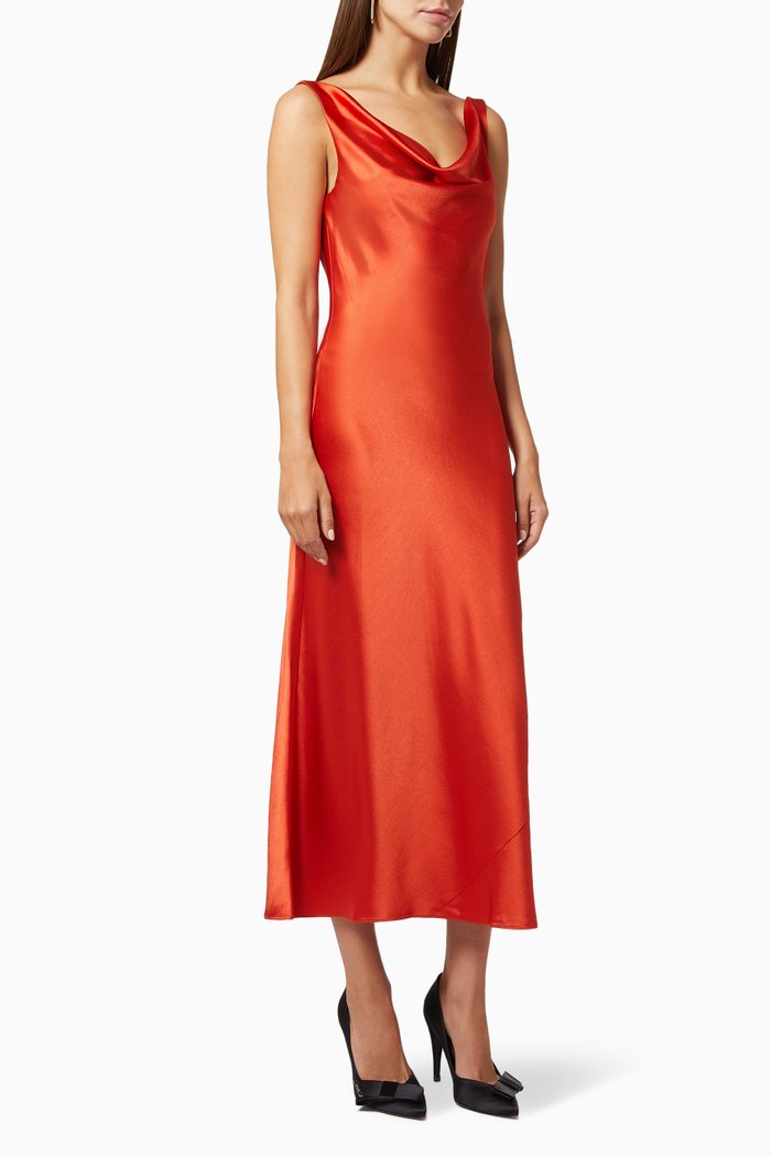 

Kinseyy Dress in Crinkle Satin, Orange