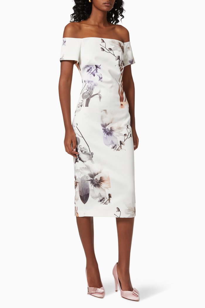 

Saidie Bodycon Dress in Vanilla-print Jersey, White