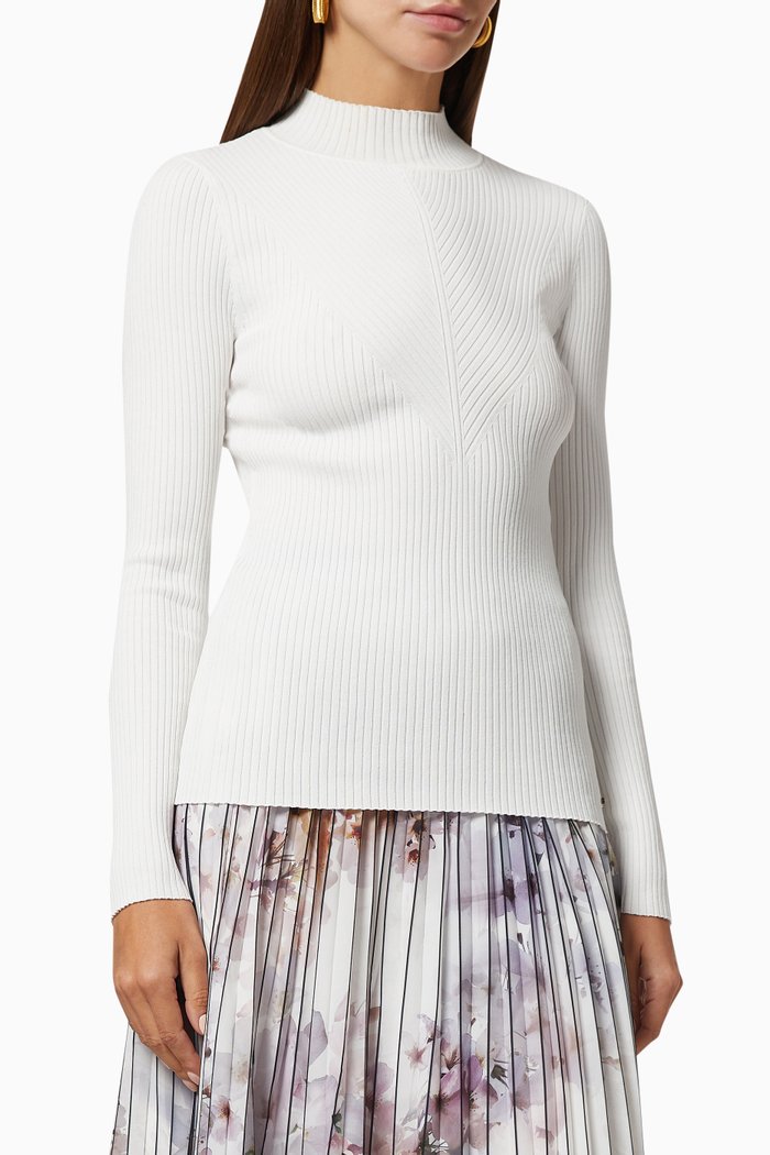 

Taralyn Sweater in Rib-knit Viscose Blend, White