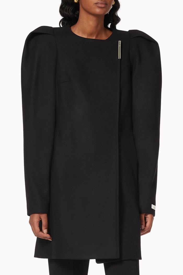 

Zylaa Coat in Wool Cashmere Blend, Black