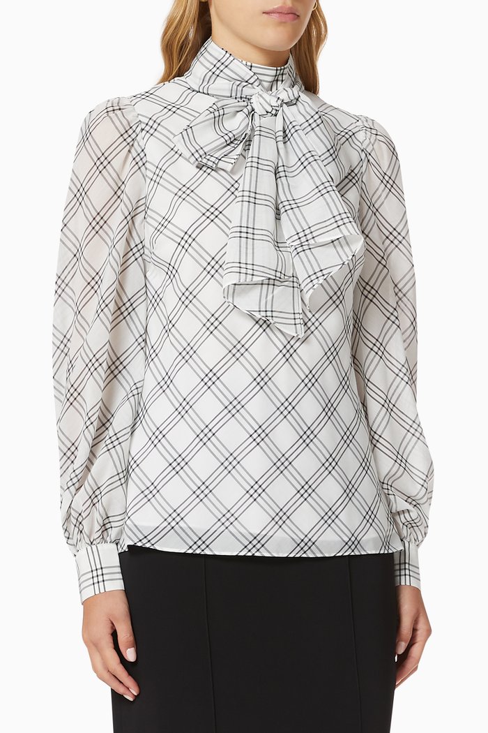 

Oanaa Blouse in Check-print Chiffon, Neutral