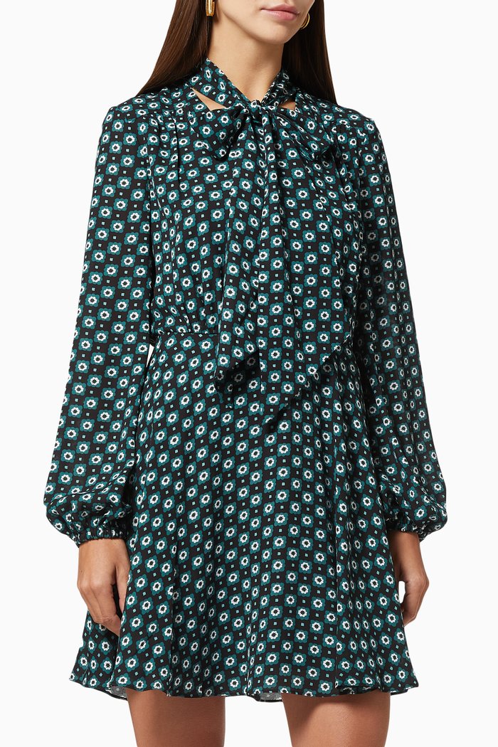 

Dolley Dress in Rocoo-print Chiffon, Grey