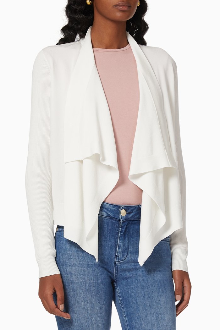 

Skyllar Cardigan in Knit and Papyrus Chiffon, White