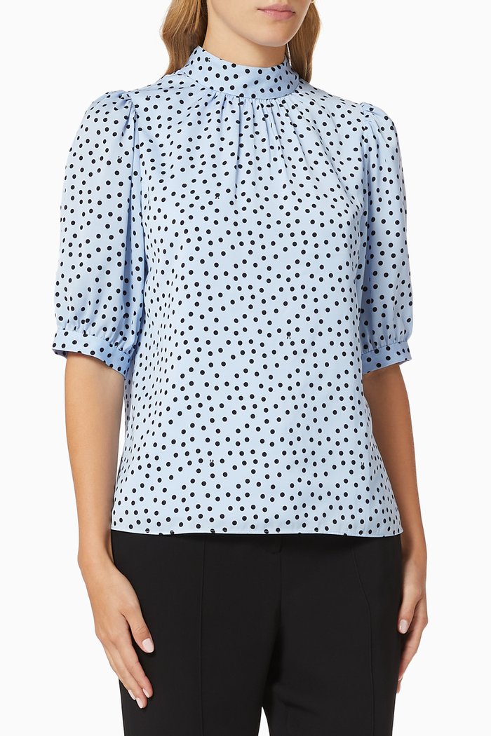 

Priyal Top in Polka Dot Fabric, Blue
