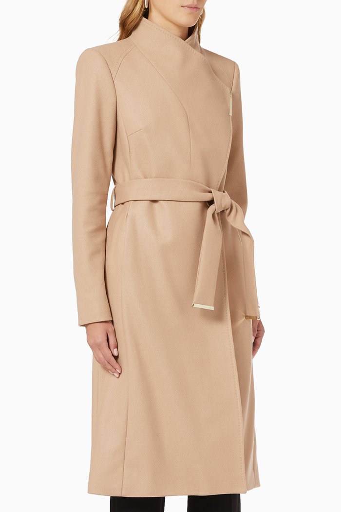 

Rose Wrap Coat in Wool Cashmere Blend, Neutral