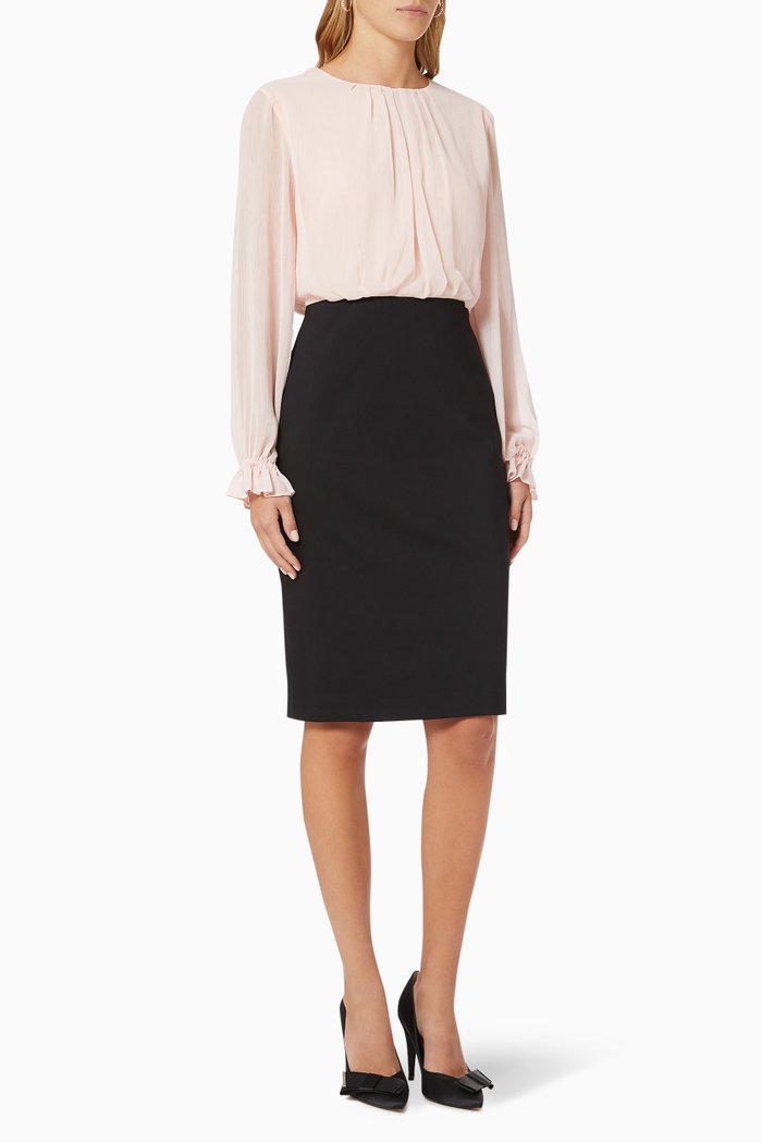 

Lizzata Dress in Chiffon and Stretch Cotton, Black
