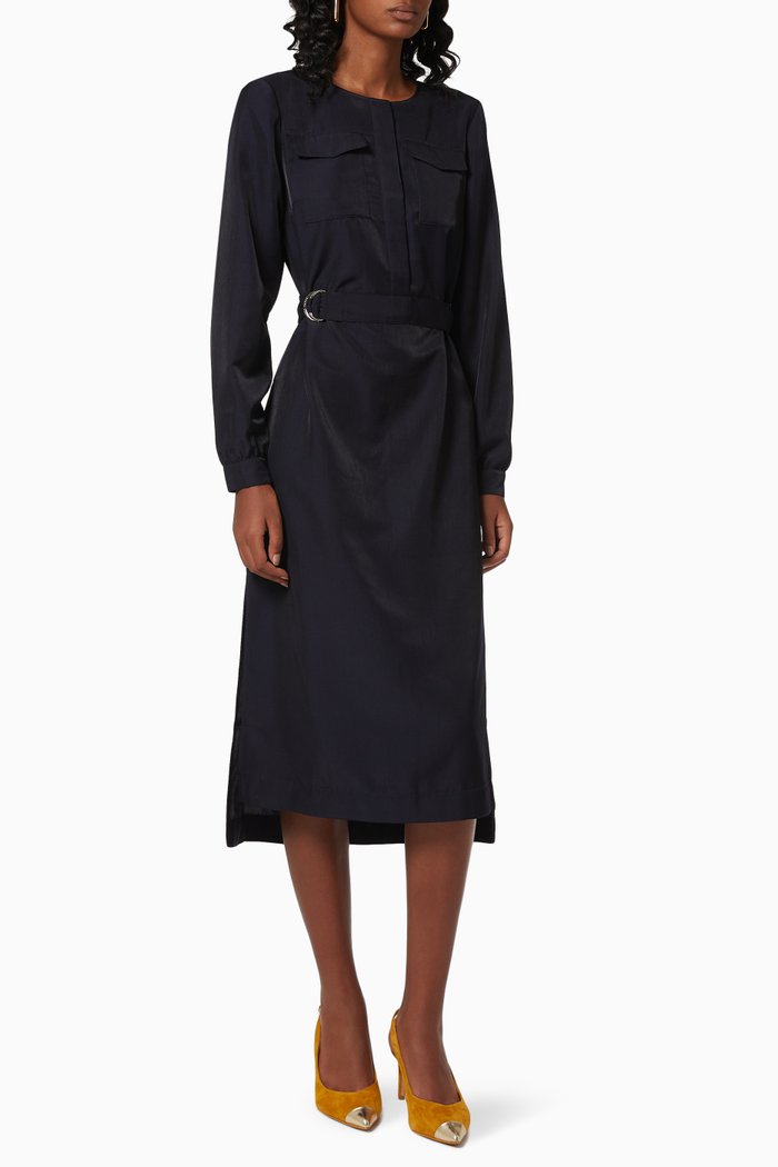 

Aminna Dress in Textured Fabric, Blue