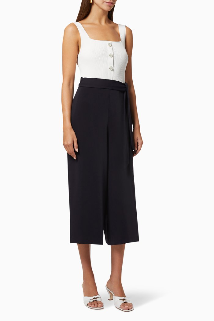 

Daveen Jumpsuit in Rib-knit and Textured Fabric, Blue