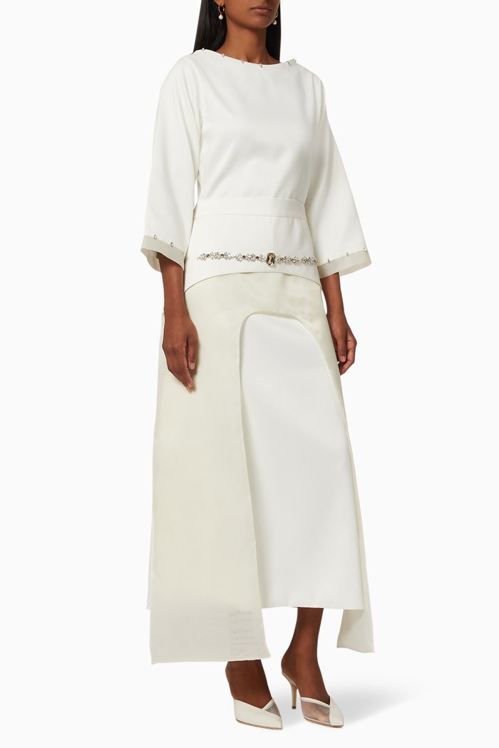 Crystal Embellished 2 Piece Dress Set, Neutral