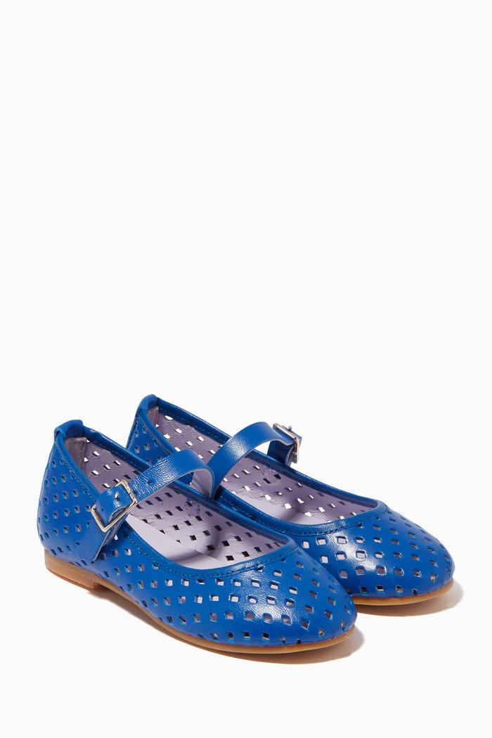 

Ava Cuero Ballerinas in Leather, Blue