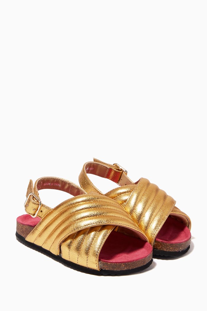 Billie Jean Sandals in Metallic Leather, Gold