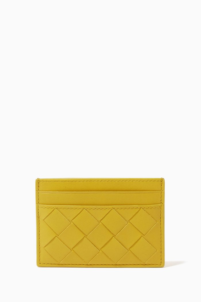 

Card Case in Intrecciato Calfskin, Yellow