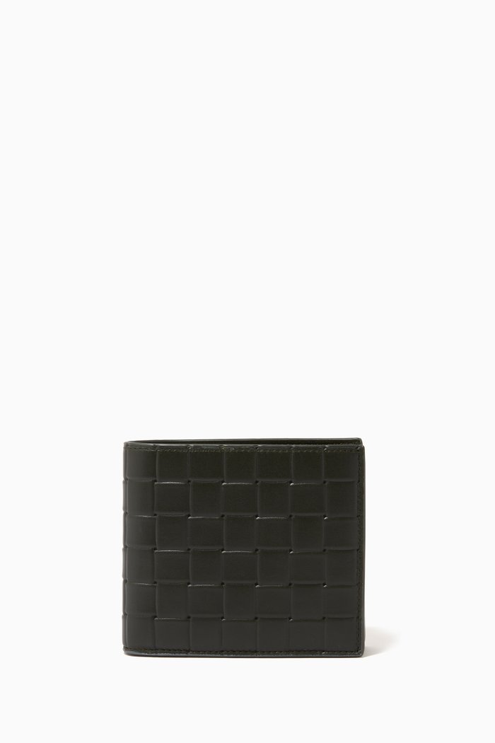

Bi-fold Wallet in Grid Calfskin, Green