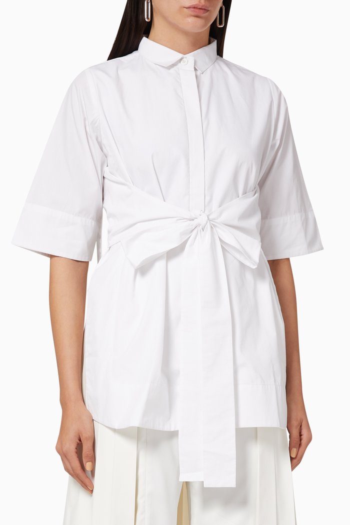Cotton Poplin Cape Shirt, White