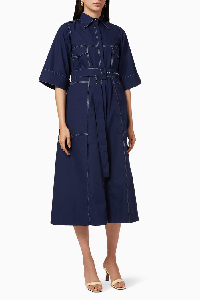 Meghan Cotton Poplin Dress, Blue