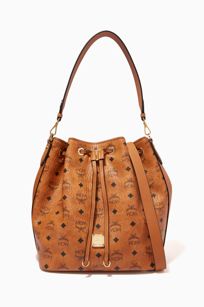 

Medium Essential Drawstring Bag in Visetos Original, Brown