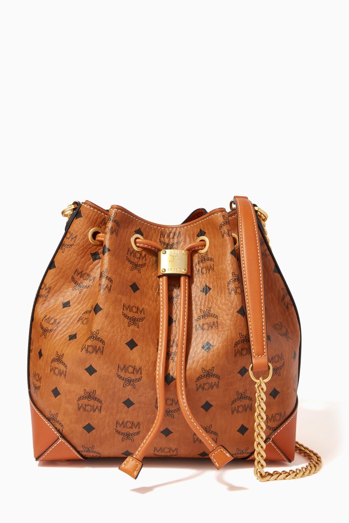 

Small Soft Berlin Drawstring Bag in Visetos, Brown