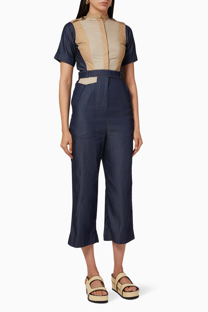 

Loya Cotton & Denim Jumpsuit, Multicolour