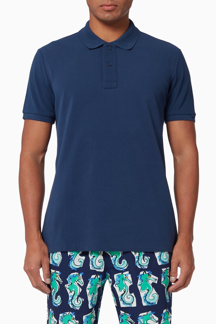

Bruce Polo Shirt in Cotton Piqué, Blue