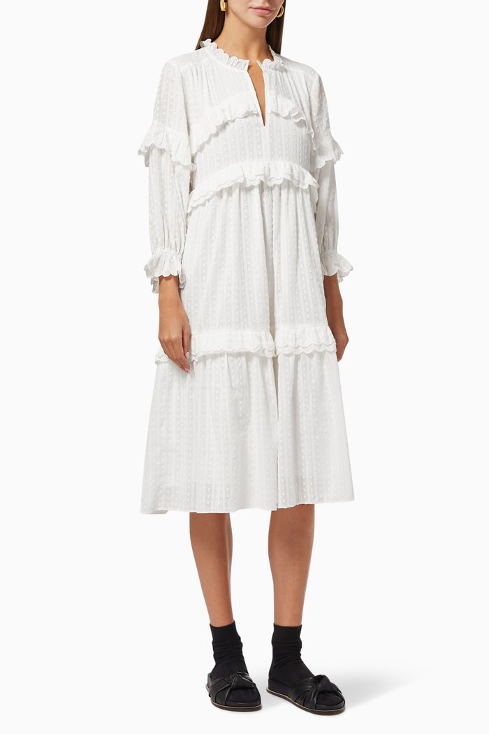 

Jeanne Dress in Cotton Jacquard, White