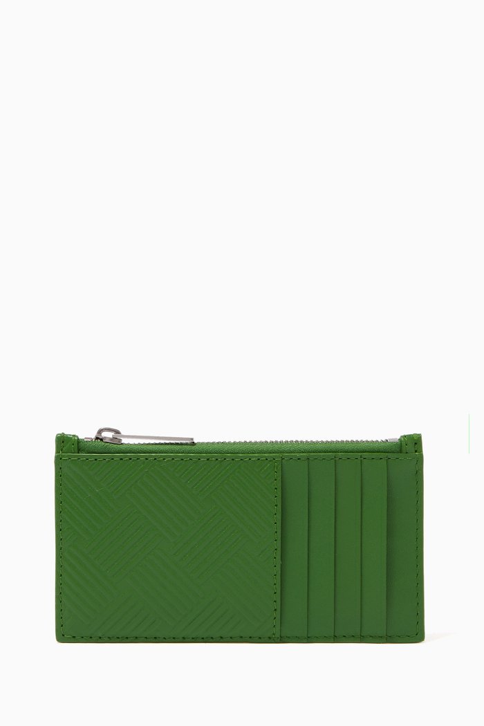 

Card Case in Intrecciato Debossed Calfskin, Green