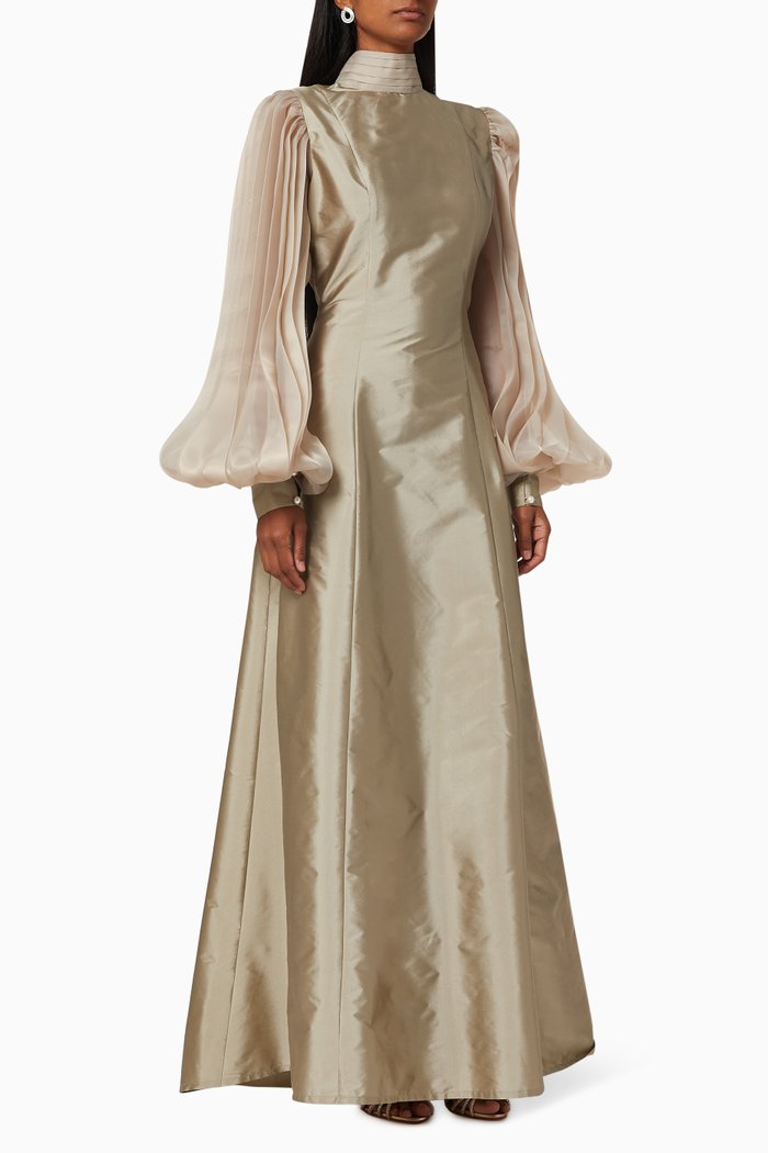 Flora Silk Dress, Green